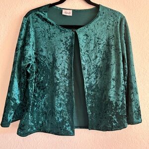 Green Velvet Open Cardigan